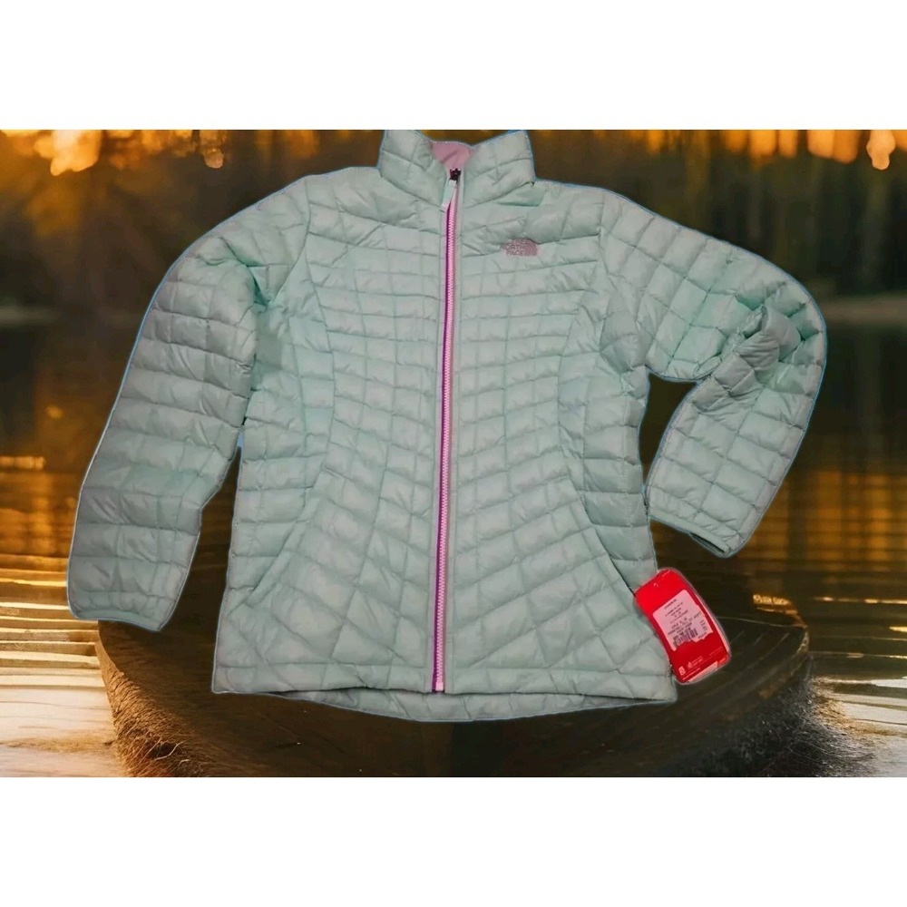 NWT The North Face ThermoBall Jacket Girls XL 18 Surf Green New Puffer Full Zip